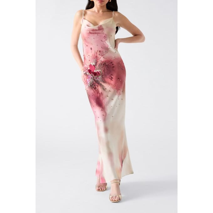 GUESS Sara Long Dress Blossom Charm Größe: 46 | Maxikleider Outlet | Damen