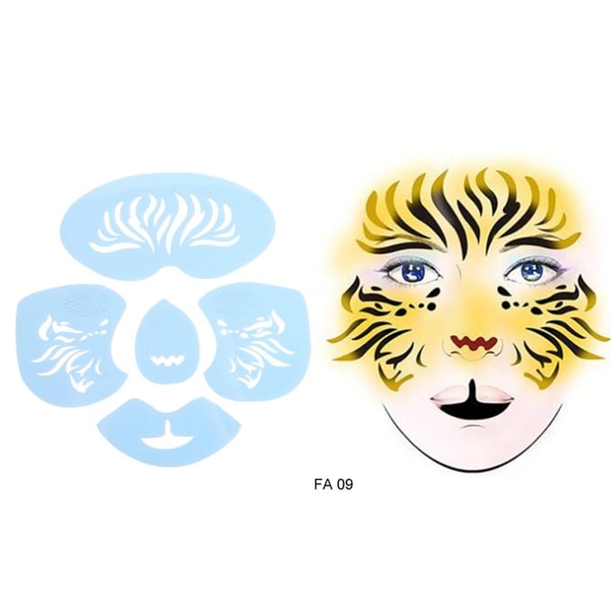 6 Stijlen Set Gezichtsschilderij Stencil Herbruikbaar Tattoo Cosmetisch Schildergereedschap white