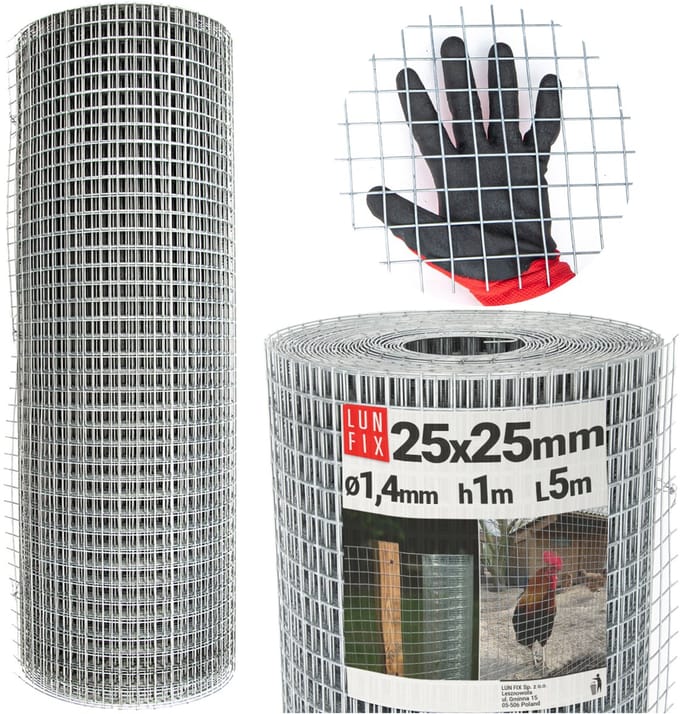 LUN FIX - Volierendraht + verzinkt staal - 1m x 5m - Ø 1.4 mm - Hasendraht