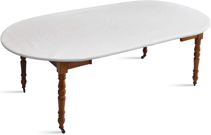 Elastische Tafelbeschermhoes Wit voor Ovale Tafel 230-243 cm