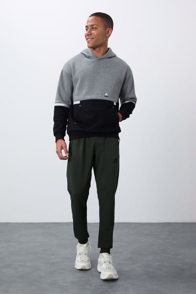 Heren Kleurblok Capuchon Sweatshirt