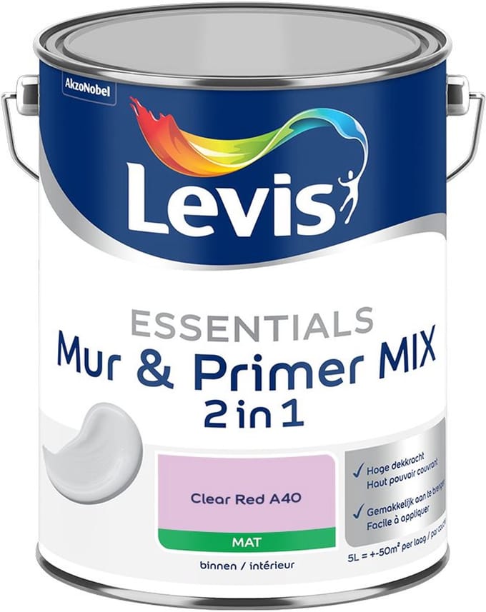 Levis - Essentials Mur & Primer Mix - Clear Red A40 - Mengverf - 5 L