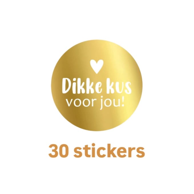 30 sticker dikke KUS voor jou ! - goudfolie - Liefde - valentijn