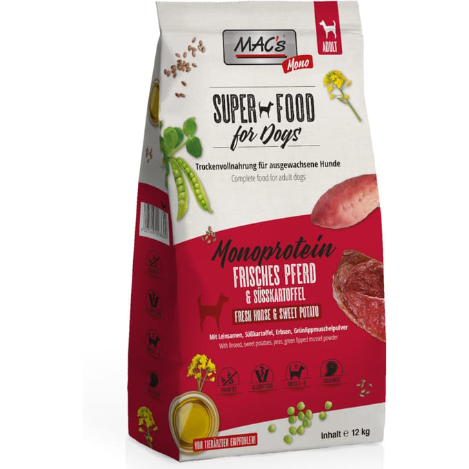 MAC's Superfood Hondenvoer Droogvoer - Hondenbrokken Mono Paard - 12kg