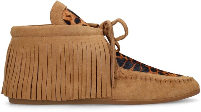 Manfield - Dames - Cognac suède enkellaarsjes - Maat 39