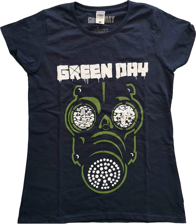 Green Day - Green Mask Dames T-shirt - M - Blauw
