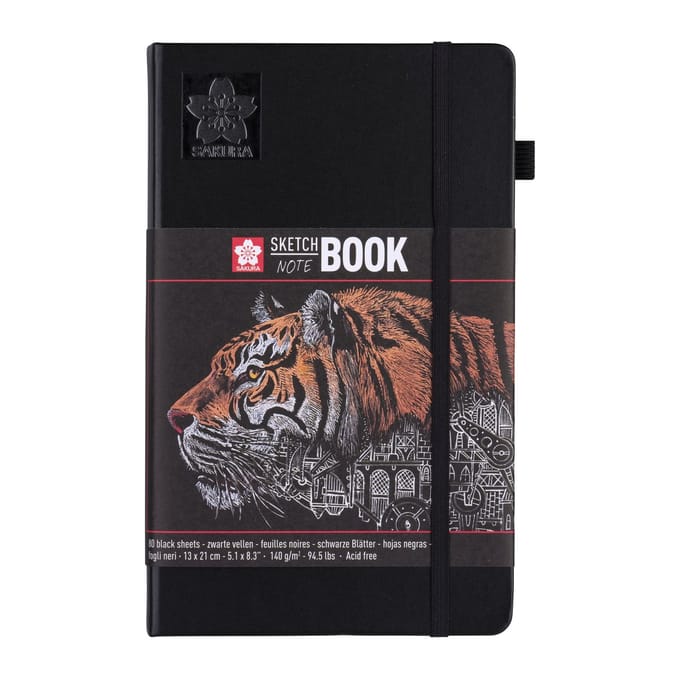 Schetsboek sakura 80 zwarte vellen 130x210mm zwart | 5 stuks