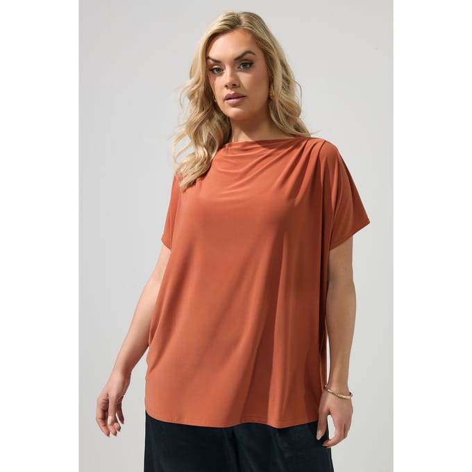 Yours London Oranje Top Met Vallende Schouders Size 40
