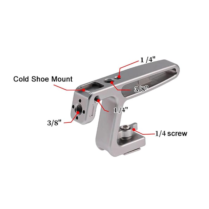 Mini Top Handel Camera Top Handgreep met Cold Shoe Mount ARRI Positiong Hole Compatibel met camera grijs