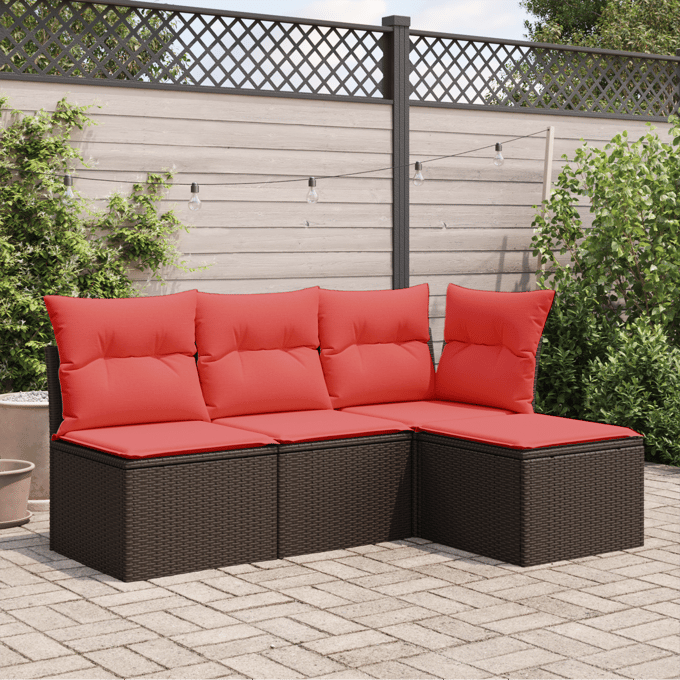 vidaXL - Tuinkruk - met - kussen - Bruin - 55 - x - 55 - x - 37 - cm - poly - rattan