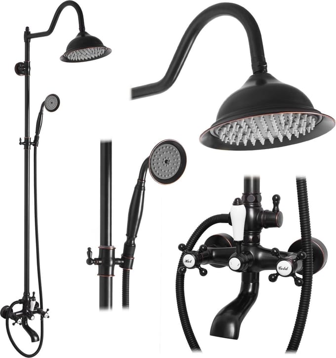 Rea Bergamo Regendouche Zwart 150cm