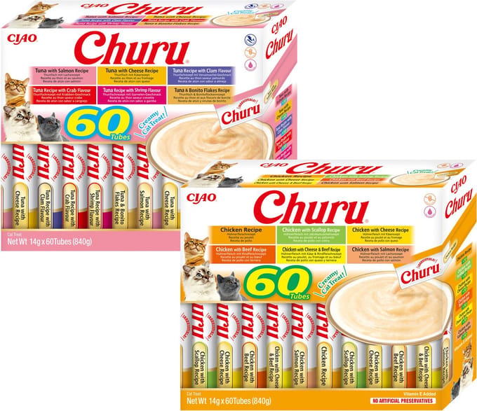 Inaba Ciao Churu Creamy Puree Liquid Kattensnack Tonijn variëteiten 60x14g