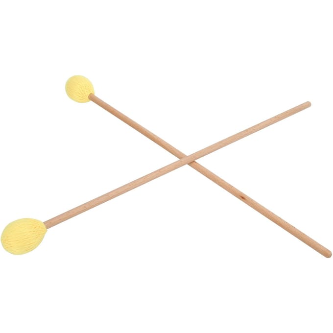 1 Paire de Maillets de Marimba Tête en Fil Moyen Dur avec Manche en Érable pour Jeu de Percussions Jaune beige