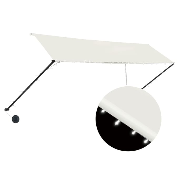 vidaXL - Luifel - uittrekbaar - met - LED - 350x150 - cm - crème