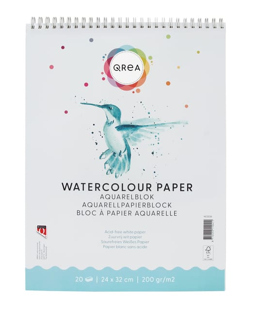 Aquarelblok Qrea 24x32 20 vel 200gr spiraal