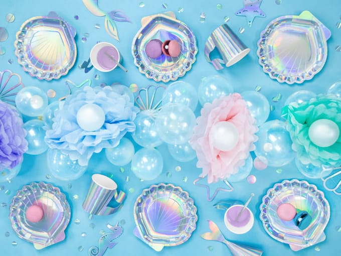 PartyDeco - Schelp Iridescent - 6 stuks - Feestdecoratie - Iridescent - Papier -