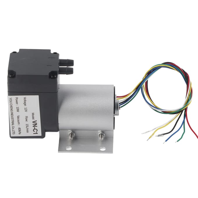 Micro Vacuümpomp Stevig Hoge Lage Temperatuurbestendigheid Borstelloos Olievrij Membraanpomp DC12V 10W