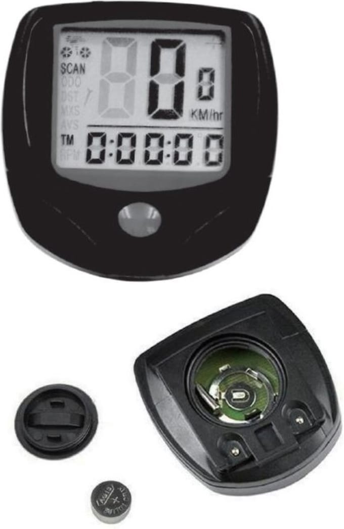 Benson Fietscomputer met draad - 14 functies - groot lcd-display - zwart