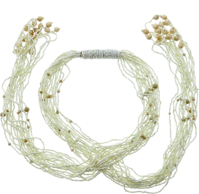 Behave Knoop ketting met witte kraaltjes