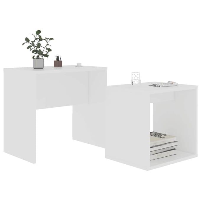 vidaXL - Salontafelset - 48x30x45 - cm - bewerkt - hout - wit