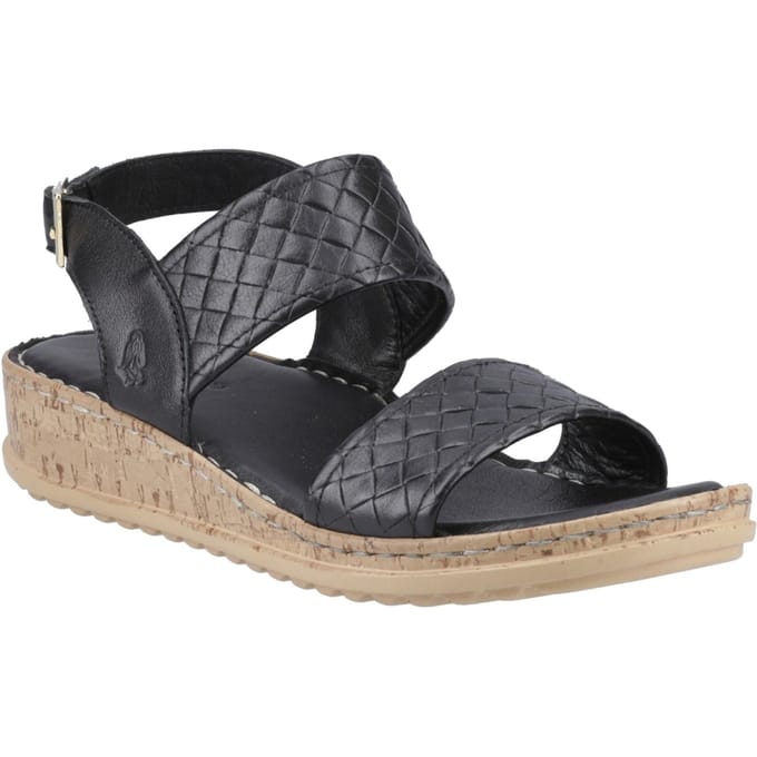 Hush Puppies Ebony Brede Pasvorm Leren Dames Zwarte Sandalen