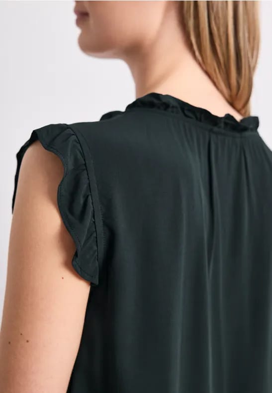 Blousetop met gespleten hals en ruches
