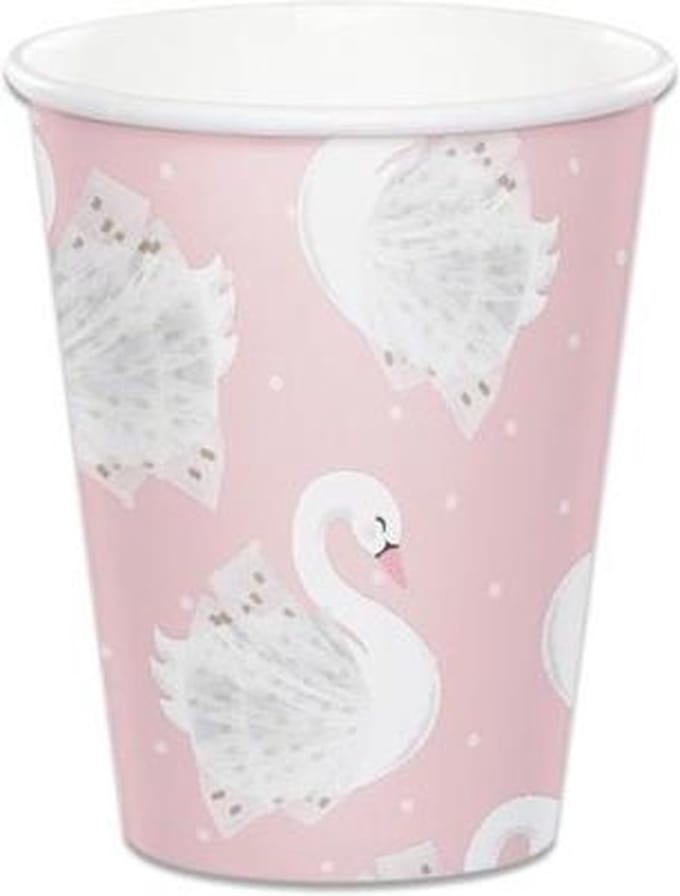 Witbaard Feestbekers Stylish Swan Meisjes 266 Ml Karton 8 Stuks