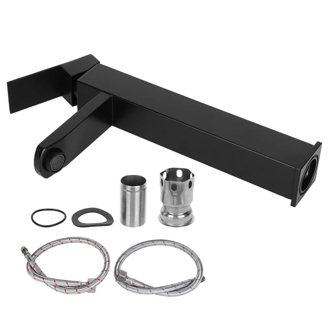 Robinet d'évier G1/2 Rotation à 360 Degrés Mitigeur à Poignée Unique Robinet d'eau de Cuisine Quincaillerie black