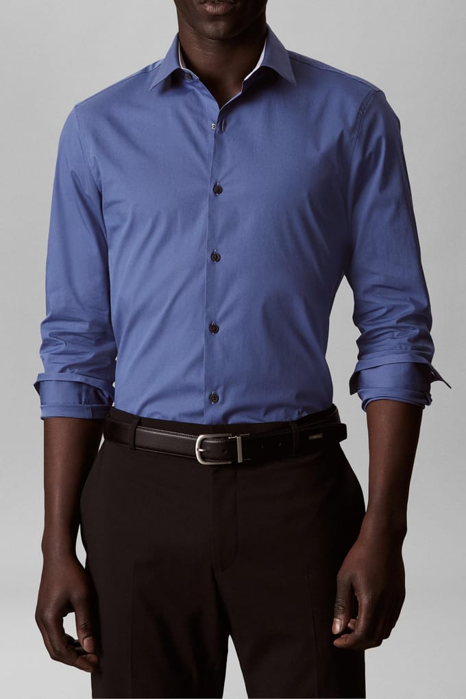 Calvin Klein Slim Essential Poplin Shirt Medium Blue Größe: 44 | Business hemden Outlet | Herren | Blau
