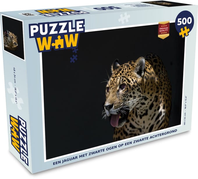 Puzzel Jaguar - Portret - Zwart - Legpuzzel - Puzzel 500 stukjes