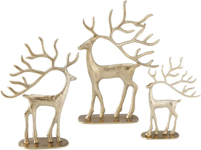 Boltze - Set van 3 - Herten - Rendieren - Goud - Metaal - Kerst - 24,31 en 39cm hoog