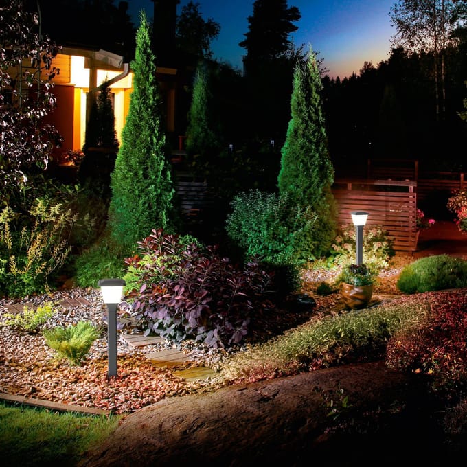 Fabas Luce Tuinpadverlichting Lena, 60 cm, donkergrijs, metaal, E27, IP65