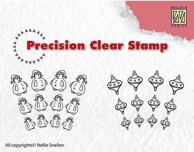 Clearstempel - Precission stempel - mini stamps - Sneeuwpop - kerstbal APST026