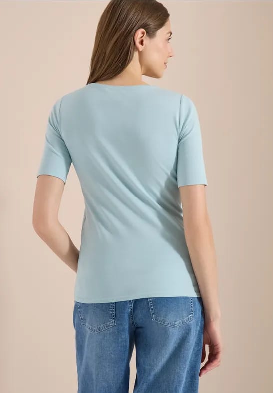 Basic Shirt met ronde hals in effen kleur