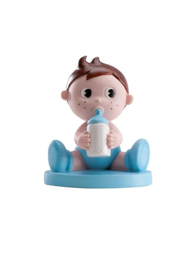 DEKORA - Harsbeeldje jongen met zuigfles 10 cm voor babyborrel