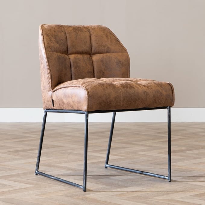 Bronx71® Industriële eetkamerstoel Abel cognac - stoel