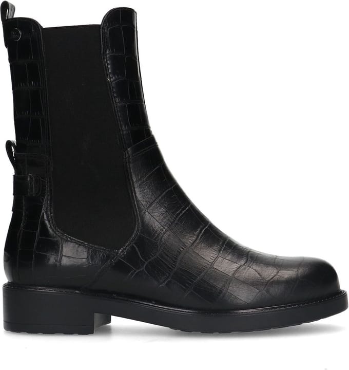 No Stress - Dames - Zwarte leren chelsea boots met crocoprint - Maat 41