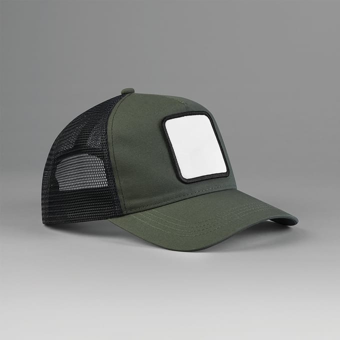 Beechfield 5-panel trucker pet met vierkante patch B636 - OLIVE GREEN/BLACK - One size