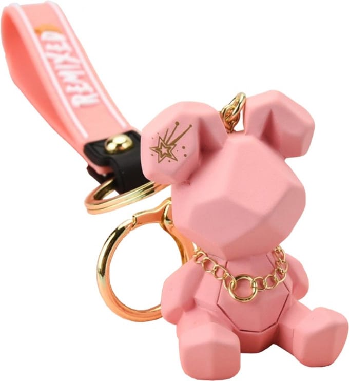 Sleutelhanger geometrische teddybeer - Roze / goud