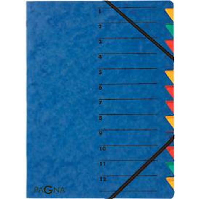 PAGNA documentenmap Easy, A4, elastieksluiting, 12-delig, blauw