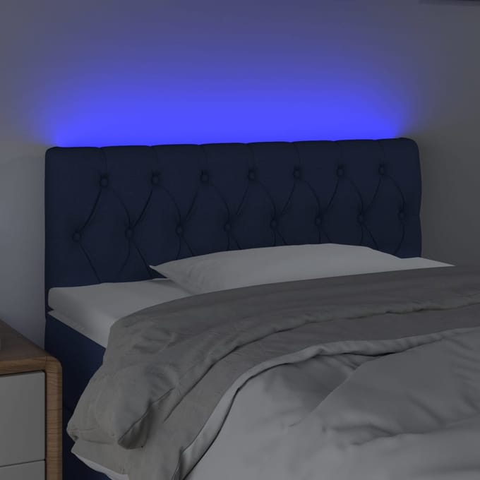 vidaXL - Hoofdbord - LED - 90x7x78/88 - cm - stof - blauw
