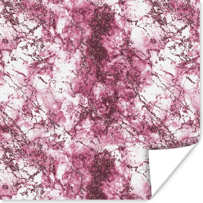 Poster Marmer - Roze - Luxe - 100x100 cm XXL
