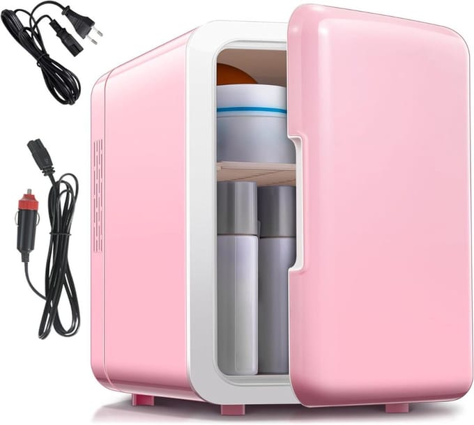Minibar - Mini Koelkast Glazen Deur - Drankenkoelkast - Flessenkoelkast - 6L - Roze