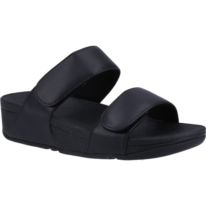 FitFlop Lulu Adjustable Leather Slides Dames Slippers - Zwart