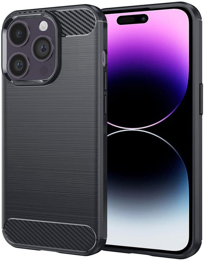 Techsuit - Carbon Silicone - iPhone 14 Pro Max - Black