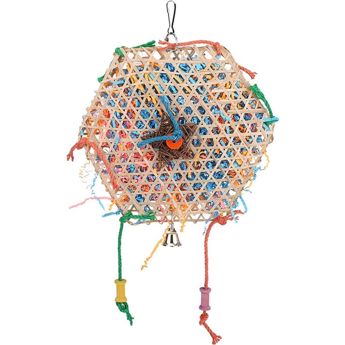 Papegaai Vogel Interactief Bijten Kauwspeelgoed Geweven Bamboe Papier Hangspeelgoed beige