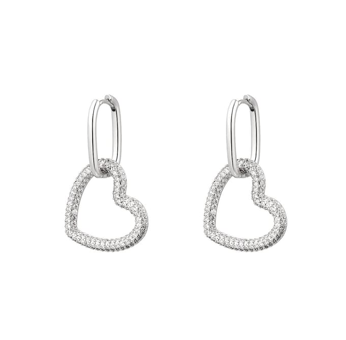 Yehwang oorbellen - Hart - Zilver