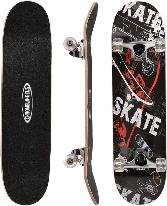 Skateboard Cruiser - Longboard Skate Board - Basis Stunts Leren - Dubbele Kick Concave - 31 x 8 inch - Zwart