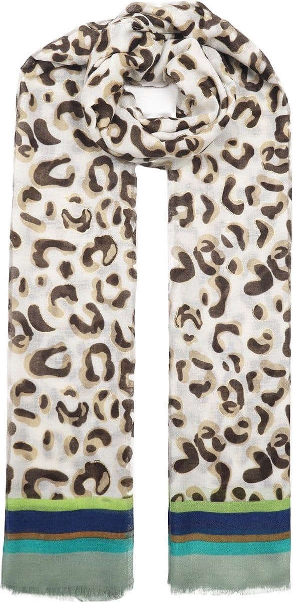 Sjaal, viscose, bruine panterprint – groen