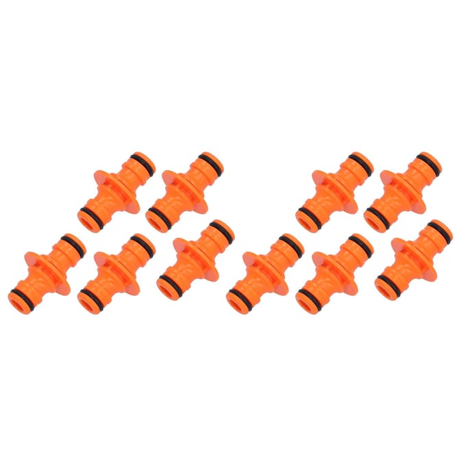 10 stuks Tuinslang Connector 2-Weg Nippel Koppeling Fitting voor Tuinirrigatie Watergift orange